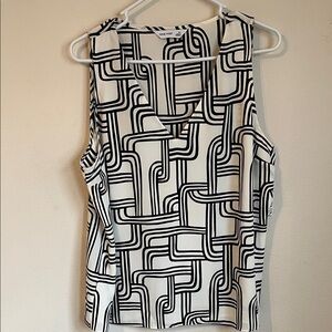 Nine West Black and White Patterned Blouse